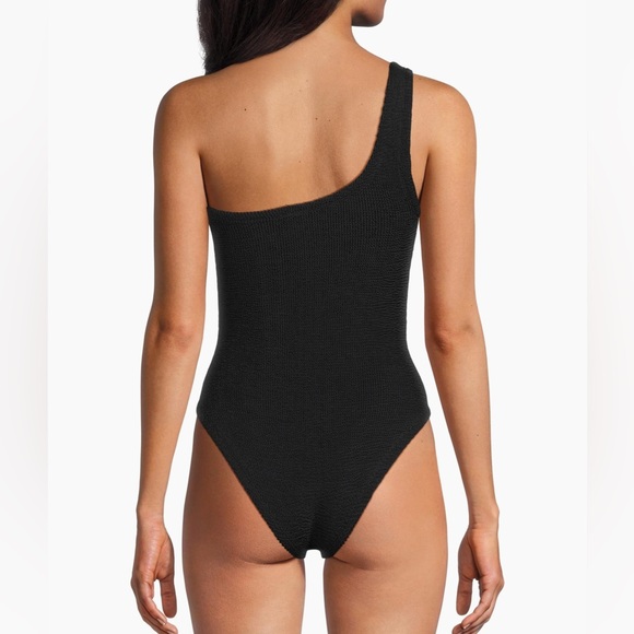 Hunza G Nancy Swimsuit Black One Shoulder Bikini Crinkle Noir Bodysuit Rare - Picture 10 of 16